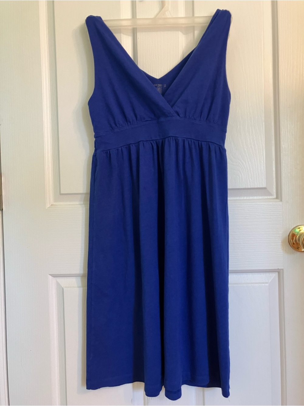 Sleeveless Cotton V-Neck Blue Women’s Dress